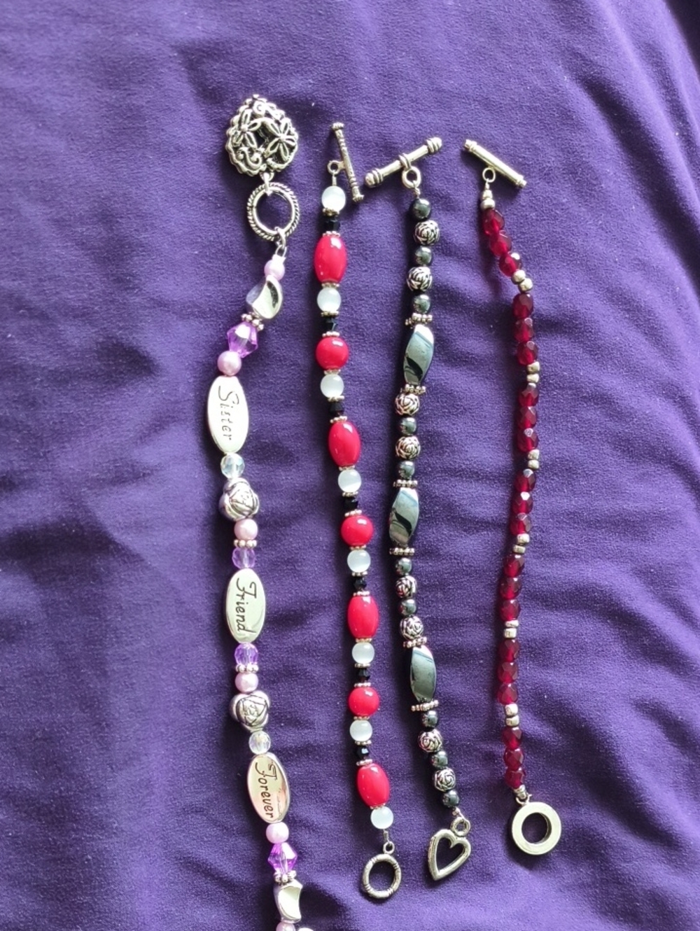 4 Toggle Clasp Mixed Style, Mixed Color Bracelets. Very Nice Lot